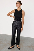 Thumbnail for caption_Model wears Black Vegan Leather Trousers in UK size 10/ US 6