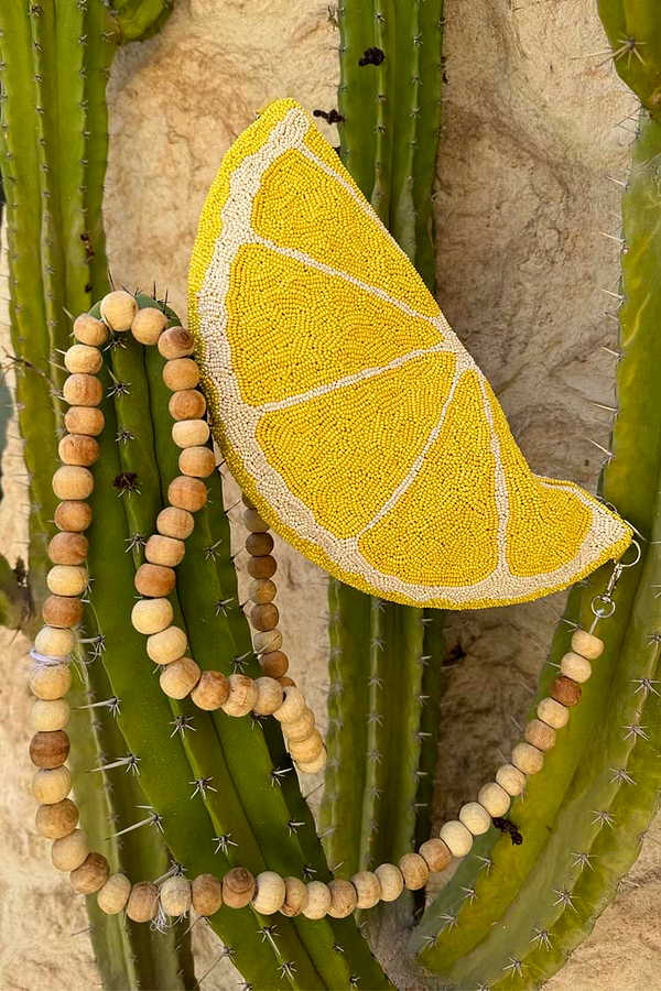 Lemon Beaded Bag