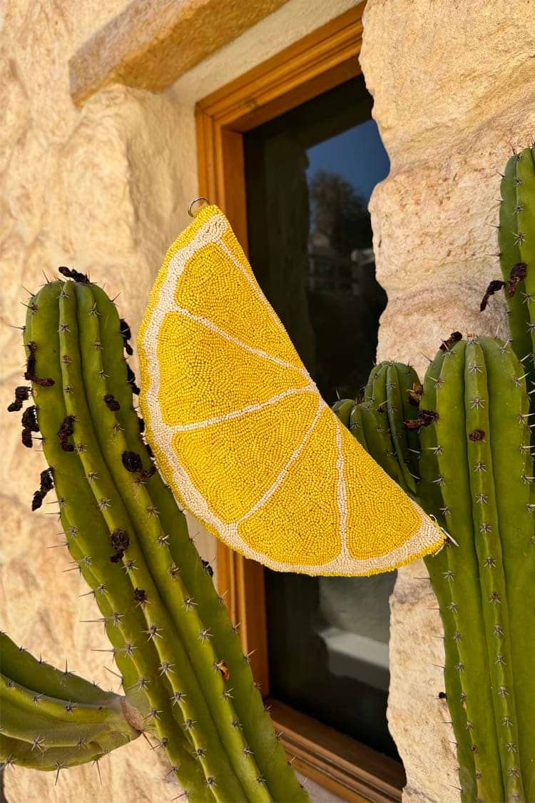 Lemon Beaded Bag