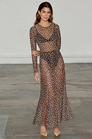 Thumbnail for caption_Model wears Leopard Cleo Mesh Dress in UK size 8/ US 4