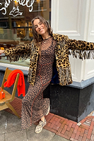 Thumbnail for caption_Model wears Leopard Cleo Mesh Dress in UK size 8/ US 4