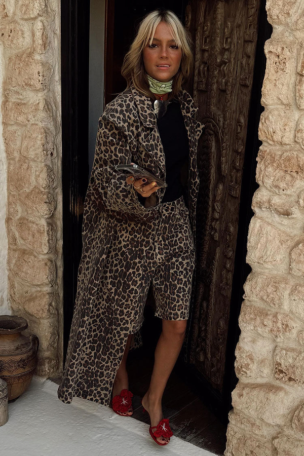 Lucia Leopard Denim 55 Coat Petite