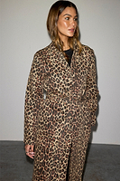 Thumbnail for caption_Model wears Lucia Leopard Denim 55 Jacket  in UK size 8/ US 4