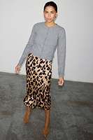 Thumbnail for caption_Model wears Brown Leopard Jaspre Skirt in size UK 8/ US 4