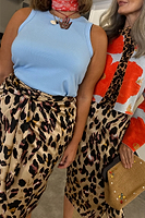 Thumbnail for Brown Leopard Jaspre Skirt