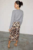 Thumbnail for caption_Model wears Brown Leopard Jaspre Skirt in size UK 8/ US 4