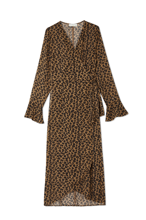 Womens leopard print wrap dress sale