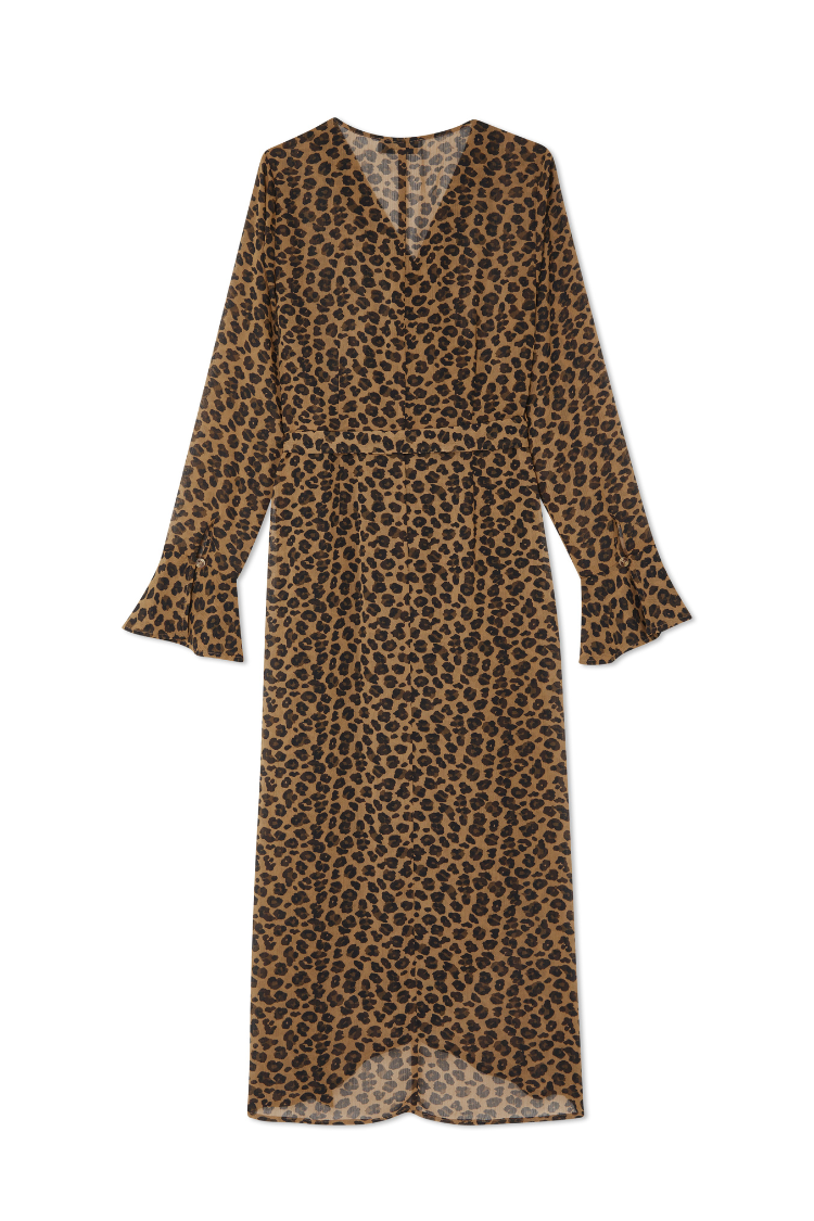 Leopard Lucia Sheer Wrap Dress Petite