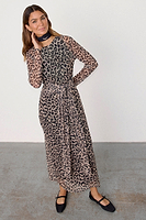 Thumbnail for caption_Model wears Leopard Mesh Mia Dress in UK size 10/ US 6