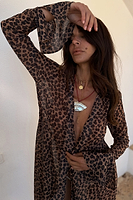 Thumbnail for Leopard Lucia Sheer Wrap Dress Petite