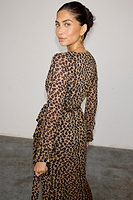 Thumbnail for caption_Model wears  Leopard Lucia Sheer Wrap Dress in UK size 10/ US 6