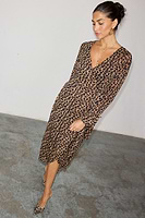 Thumbnail for caption_Model wears  Leopard Lucia Sheer Wrap Dress in UK size 10/ US 6