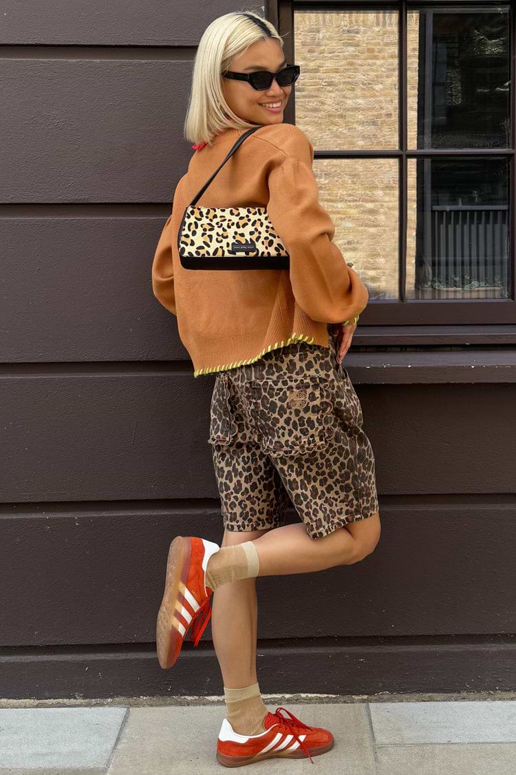 Leopard Lucia Scallop Pocket Long Shorts