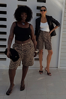 Thumbnail for Leopard Lucia Scallop Pocket Long Shorts