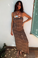 Thumbnail for caption_Model wears Leopard Mesh Slip Dress  in UK size 10/ US 6