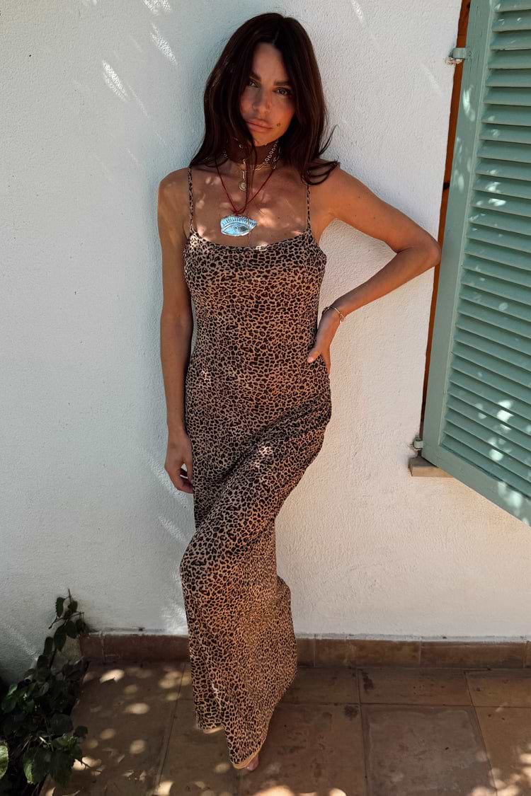 caption_Model wears Leopard Mesh Slip Dress  in UK size 10/ US 6