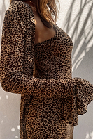 Thumbnail for Leopard Mesh Slip Dress