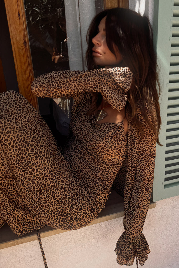 caption_Model wears Leopard Mesh Slip Dress  in UK size 10/ US 6