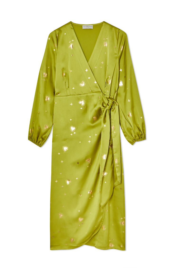 Lime Hearts Vienna Wrap Dress