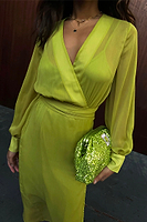 Thumbnail for caption_Model wears Deep Lime Sheer Midaxi Vienna in UK 8 / US 4