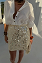 Cream Beaded Mirror Skirt