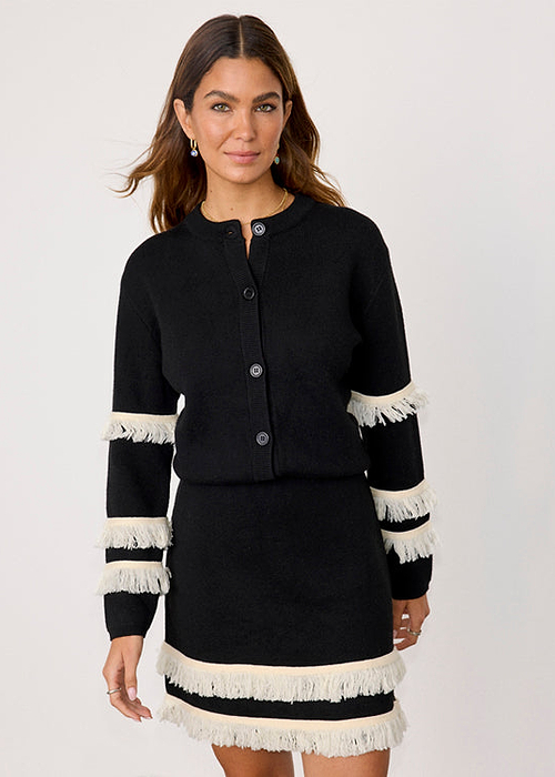 Black and Cream Fringe Holly Cardigan