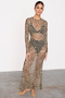 Khaki Geo Mesh Dress