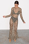 Khaki Geo Mesh Dress