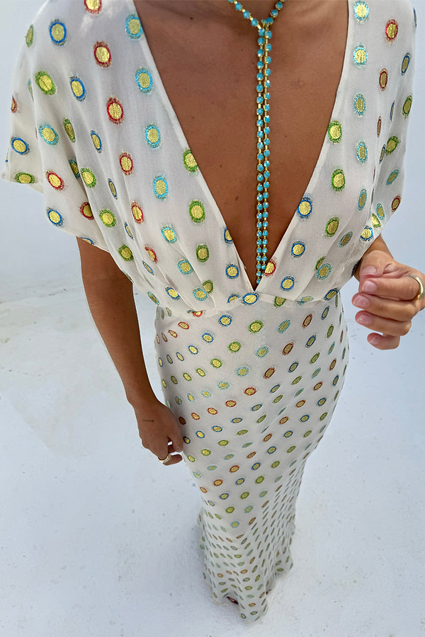 Cream Multi Foil Elodie Dress
