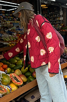 Thumbnail for caption_Model wears Reversible Mystical Quilted Jacket in size S