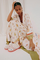 Thumbnail for caption_Model wears Cream Mystical Maxi Robe in size M