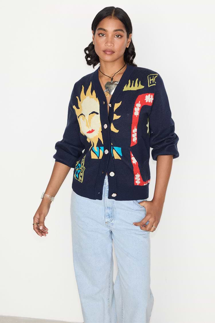 Navy Sundazed Summer Bomber