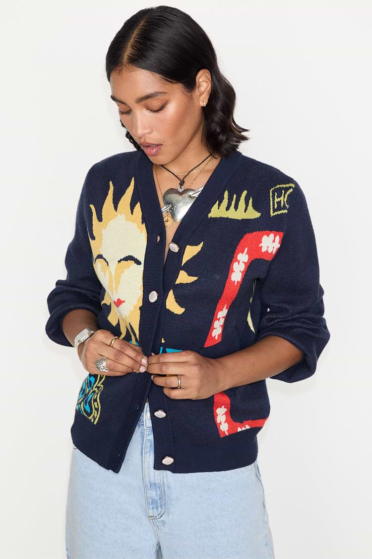 Navy Sundazed Summer Bomber