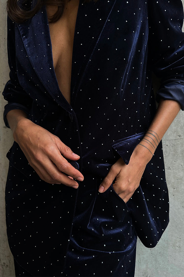 Navy Velvet Blazer