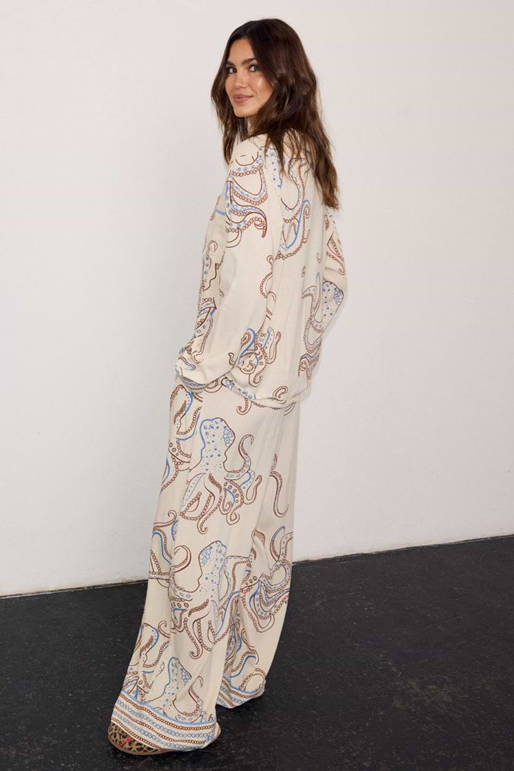 Pyjama Octopus Cream Octopus Button Through Pyjamas – Never Fully Dressed