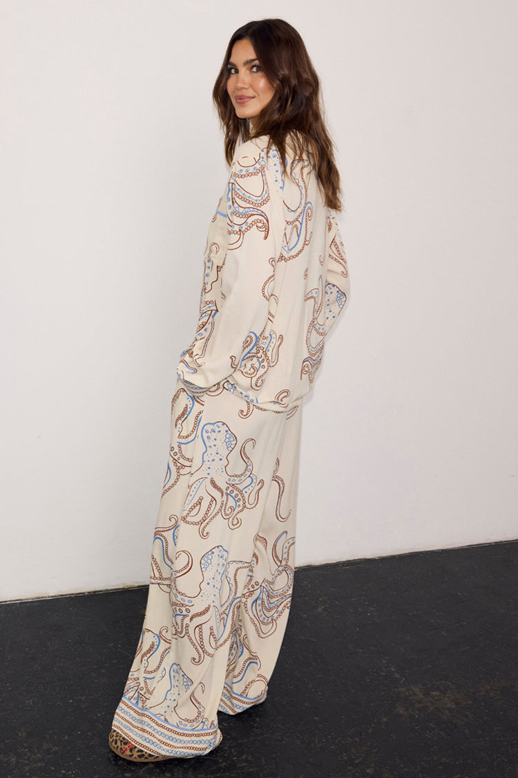 Cream Octopus Button Through Pyjamas – Never Fully Dressed