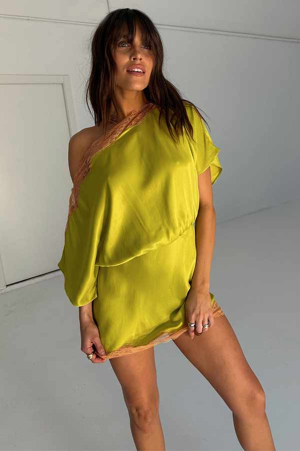 Olive Lace Mini Tilly Dress