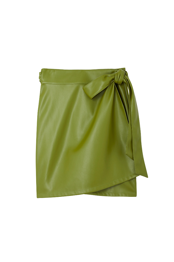 Olive green leather mini skirt discount