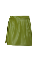 Thumbnail for Olive Green Vegan Leather Mini Jaspre Skirt Petite