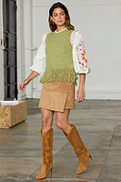 Thumbnail for caption_Model wears  Olive Knit Tank Top in size M
