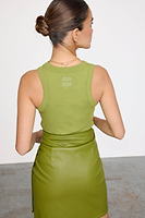 Thumbnail for caption_Model wears Olive Cotton Ribbed Tank  in size S