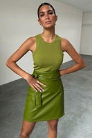 Thumbnail for caption_Model wears Olive Cotton Ribbed Tank  in size S