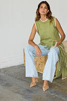 Thumbnail for caption_Model wears  Olive Knit Tank Top in size M