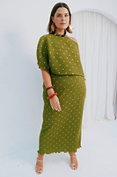 Thumbnail for caption_Model wears Olive Tilly Dress in UK size 18/ US 14