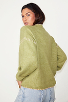 Thumbnail for caption_Model wears Olive Virgo Jumper in size S