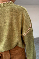 Thumbnail for caption_Model wears Olive Virgo Jumper in size S