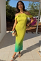 Lime Ombre Plisse Claudia Dress