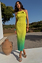 Lime Ombre Plisse Claudia Dress