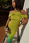 Lime Ombre Plisse Claudia Dress