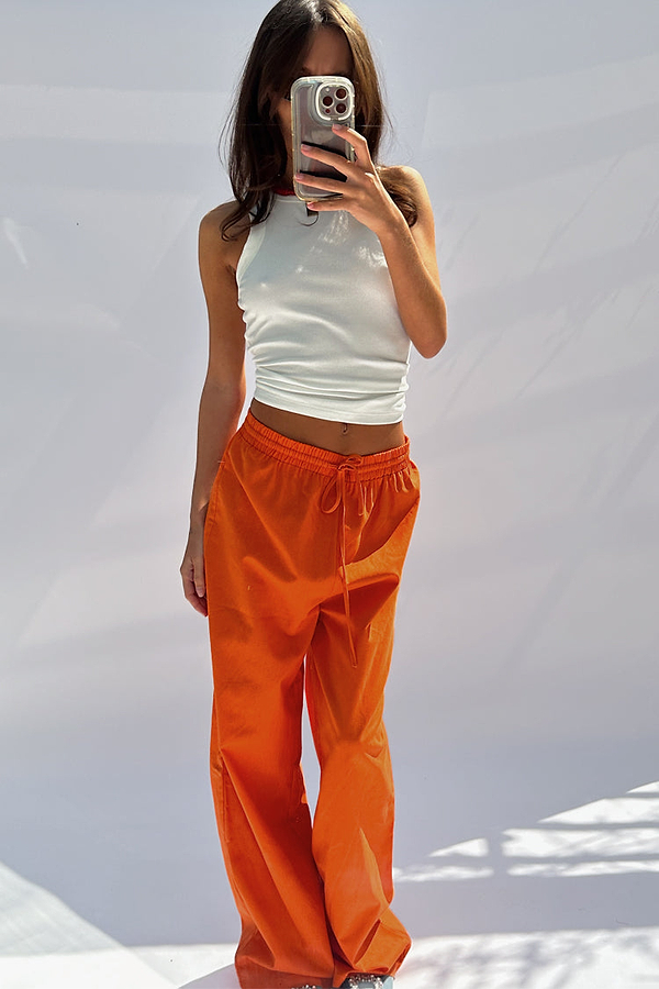 Orange Demi Cotton Linen Trousers